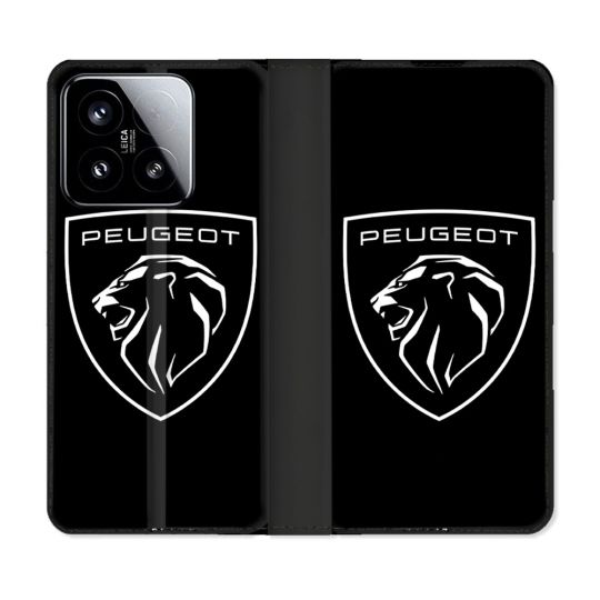 Housse cuir portefeuille Pour Xiaomi 15 Peugeot