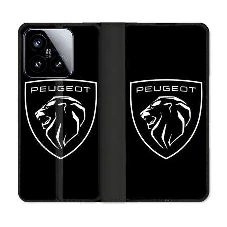 Housse cuir portefeuille Pour Xiaomi 15 Peugeot