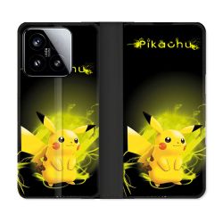 Housse cuir portefeuille Pour Xiaomi 15 Pokemon Pikachu Eclair