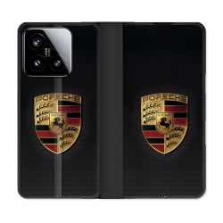 Housse cuir portefeuille Pour Xiaomi 15 Porsche Carbone