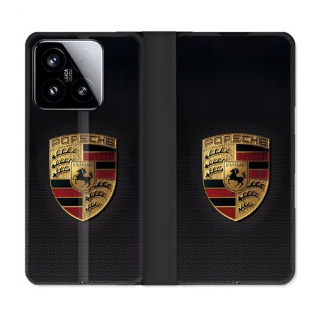 Housse cuir portefeuille Pour Xiaomi 15 Porsche Carbone
