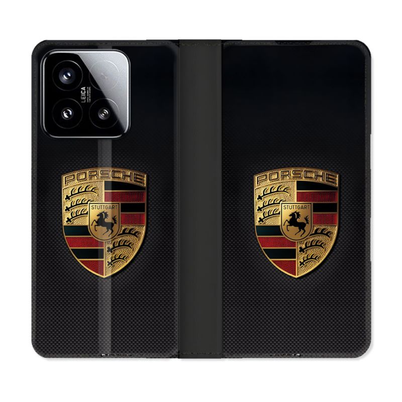 Housse cuir portefeuille Pour Xiaomi 15 Porsche Carbone