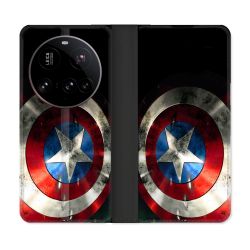Housse cuir portefeuille Pour Xiaomi 15 Ultra Captain America Bouclier