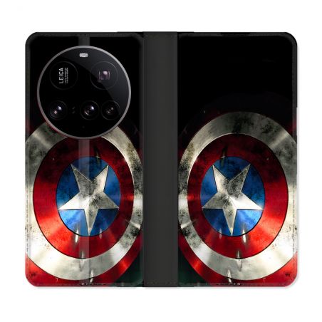 Housse cuir portefeuille Pour Xiaomi 15 Ultra Captain America Bouclier