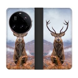 Housse cuir portefeuille Pour Xiaomi 15 Ultra Chasse Chevreuil Montagne