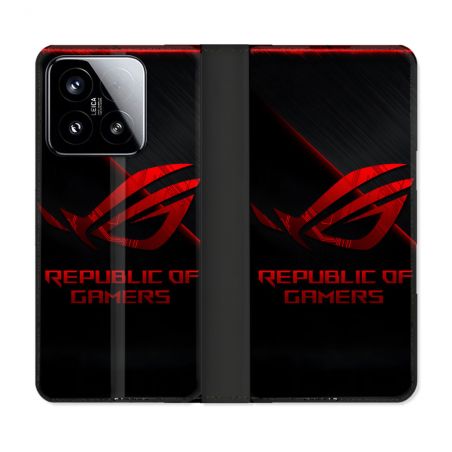 Housse cuir portefeuille Pour Xiaomi 15 ROG Rouge