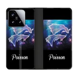Housse cuir portefeuille Pour Xiaomi 15 Signe Zodiaque 2 Poisson