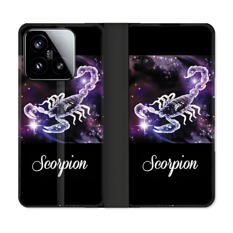 Housse cuir portefeuille Pour Xiaomi 15 Signe Zodiaque 2 Scorpion