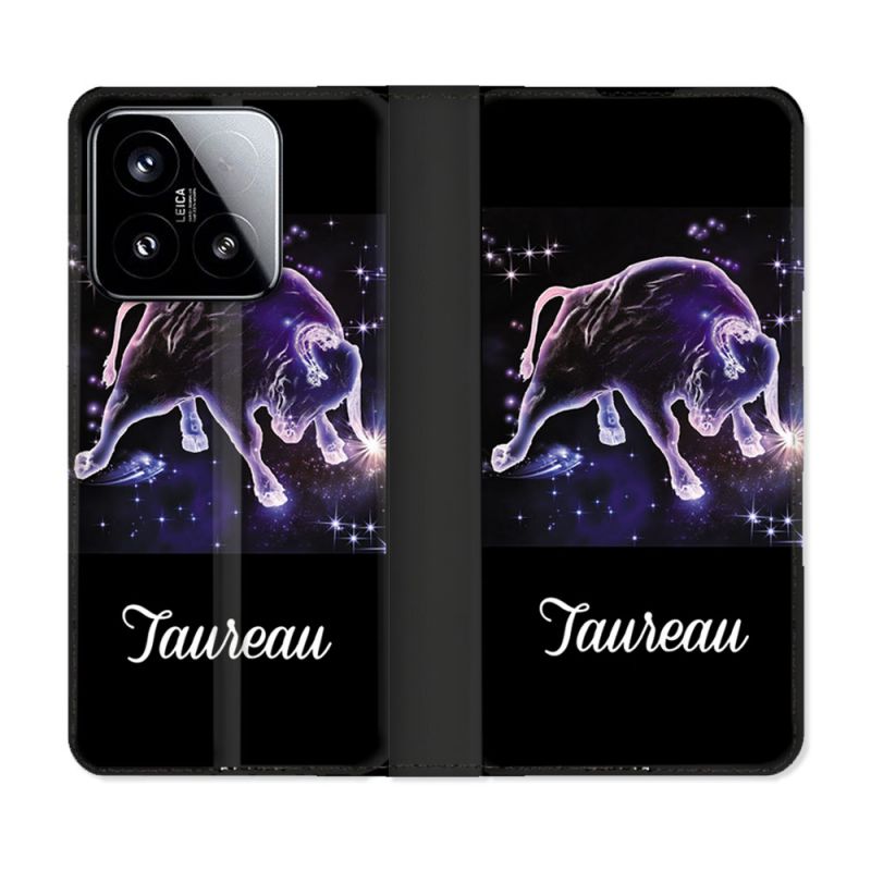 Housse cuir portefeuille Pour Xiaomi 15 Signe Zodiaque 2 Taureau