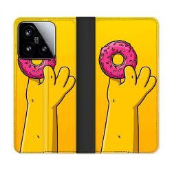 Housse cuir portefeuille Pour Xiaomi 15 Simpson Donuts