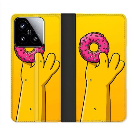 Housse cuir portefeuille Pour Xiaomi 15 Simpson Donuts
