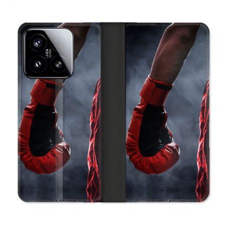 Housse cuir portefeuille Pour Xiaomi 15 Sport Boxe Gant Rouge
