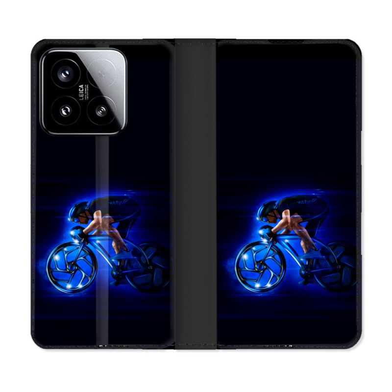 Housse cuir portefeuille Pour Xiaomi 15 Sport Cyclisme Bleu