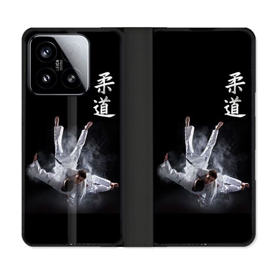 Housse cuir portefeuille Pour Xiaomi 15 Sport Judo Noir