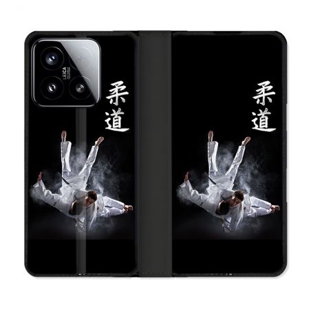 Housse cuir portefeuille Pour Xiaomi 15 Sport Judo Noir
