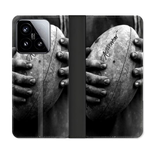 Housse cuir portefeuille Pour Xiaomi 15 Sport Rugby Ballon Vintage
