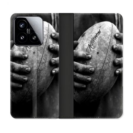 Housse cuir portefeuille Pour Xiaomi 15 Sport Rugby Ballon Vintage