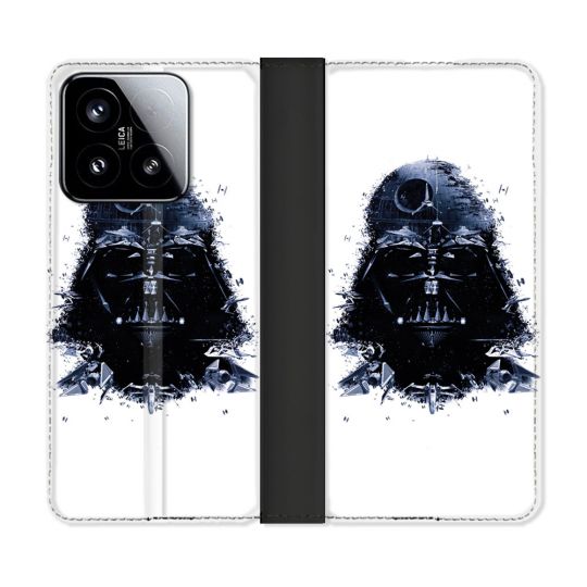 Housse cuir portefeuille Pour Xiaomi 15 Star Wars - Dark Vador Blanc