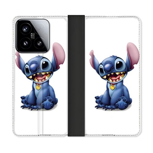 Housse cuir portefeuille Pour Xiaomi 15 Stitch Blanc