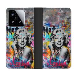 Housse cuir portefeuille Pour Xiaomi 15 Street Art Maryline Monroe