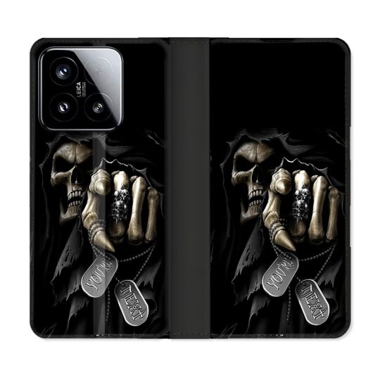 Housse cuir portefeuille Pour Xiaomi 15 Tete de Mort Your Next