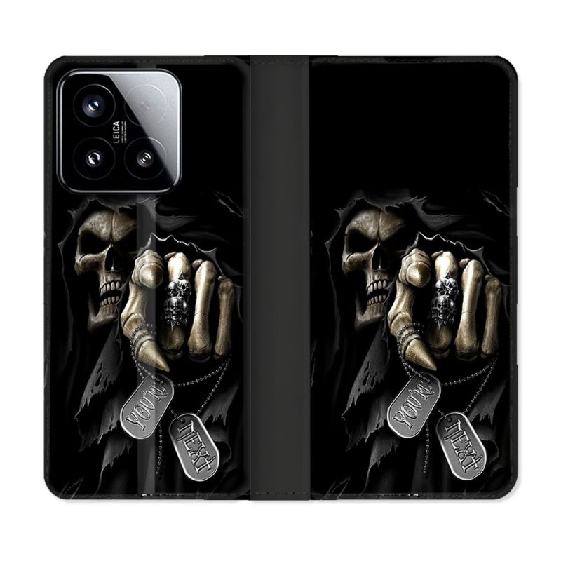Housse cuir portefeuille Pour Xiaomi 15 Tete de Mort Your Next