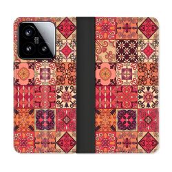 Housse cuir portefeuille Pour Xiaomi 15 Texture Carreau Ciment Rouge