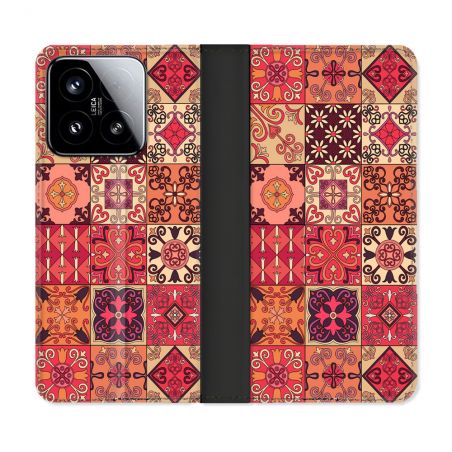 Housse cuir portefeuille Pour Xiaomi 15 Texture Carreau Ciment Rouge