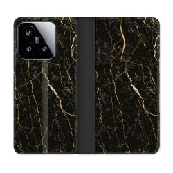 Housse cuir portefeuille Pour Xiaomi 15 Texture Marbre Noir