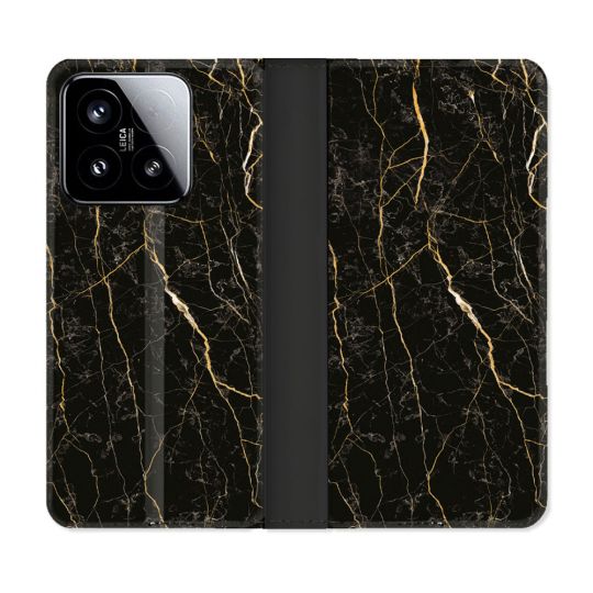 Housse cuir portefeuille Pour Xiaomi 15 Texture Marbre Noir