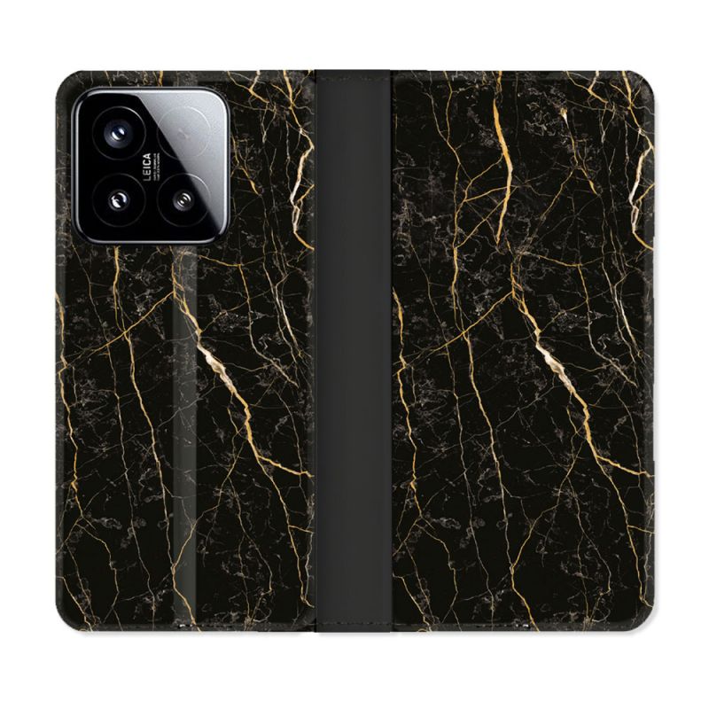 Housse cuir portefeuille Pour Xiaomi 15 Texture Marbre Noir