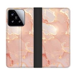 Housse cuir portefeuille Pour Xiaomi 15 Texture Marbre Rose