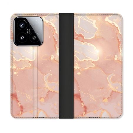 Housse cuir portefeuille Pour Xiaomi 15 Texture Marbre Rose