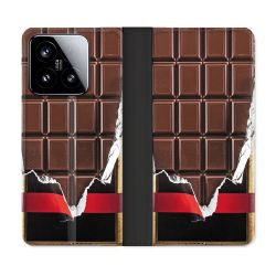 Housse cuir portefeuille Pour Xiaomi 15 Texture Trompe Oeil Chocolat