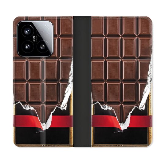 Housse cuir portefeuille Pour Xiaomi 15 Texture Trompe Oeil Chocolat