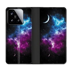 Housse cuir portefeuille Pour Xiaomi 15 Univers Bleu Violet