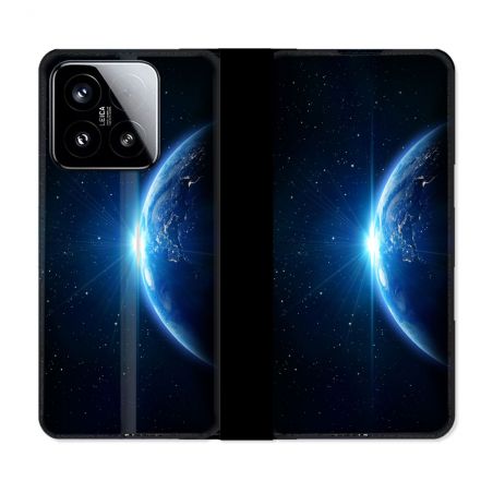 Housse cuir portefeuille Pour Xiaomi 15 Univers Planete Terre