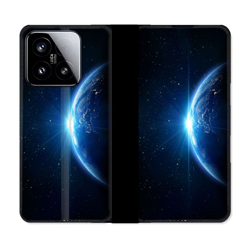 Housse cuir portefeuille Pour Xiaomi 15 Univers Planete Terre