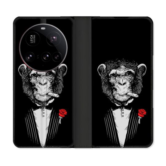 Housse cuir portefeuille Pour Xiaomi 15 Ultra Decale Singe Mafia