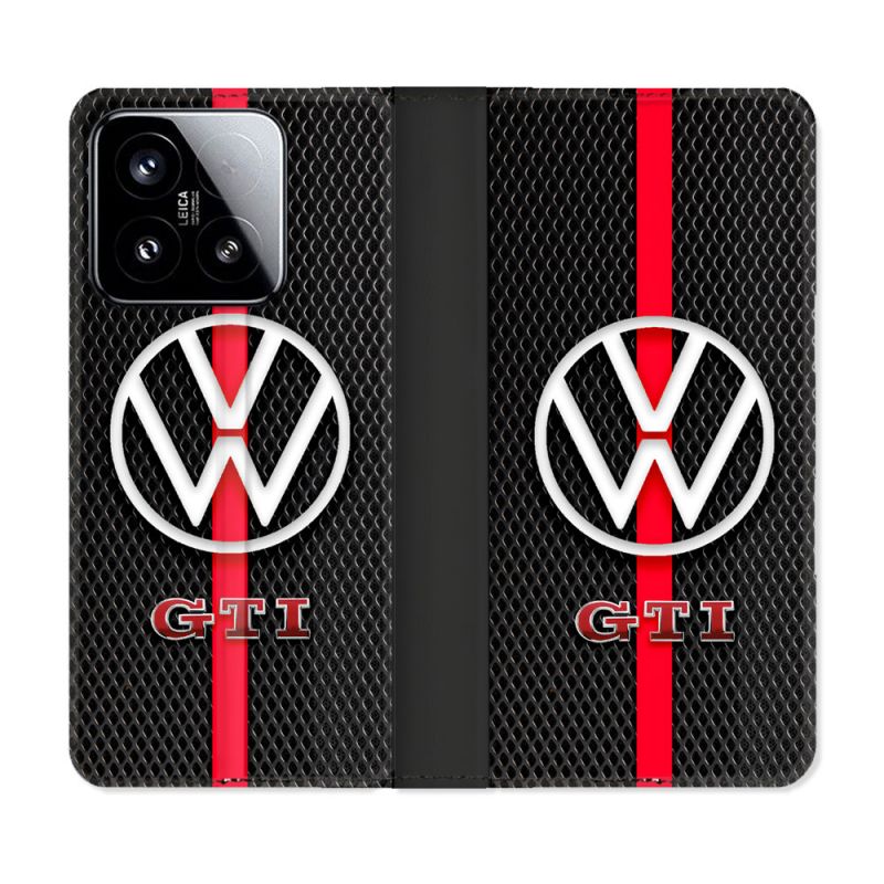 Housse cuir portefeuille Pour Xiaomi 15 Volkwagen Line