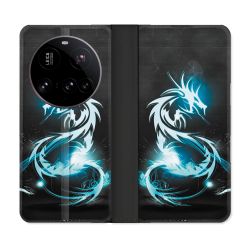 Housse cuir portefeuille Pour Xiaomi 15 Ultra Fantastique Dragon Bleu