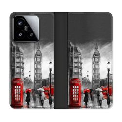 Housse cuir portefeuille Pour Xiaomi 15 Voyage Angleterre Londres Vintage