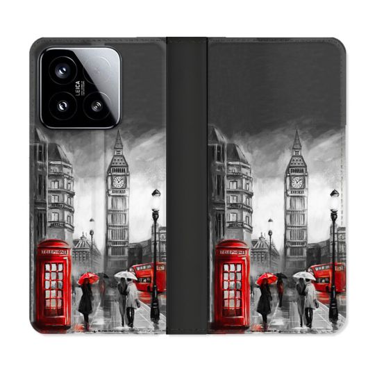 Housse cuir portefeuille Pour Xiaomi 15 Voyage Angleterre Londres Vintage