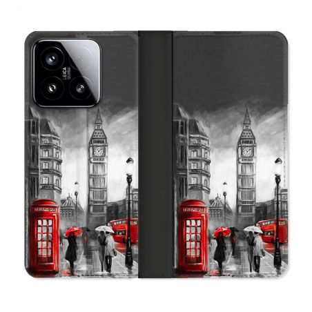 Housse cuir portefeuille Pour Xiaomi 15 Voyage Angleterre Londres Vintage