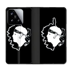 Housse cuir portefeuille Pour Xiaomi 15 Voyage Corse Noir
