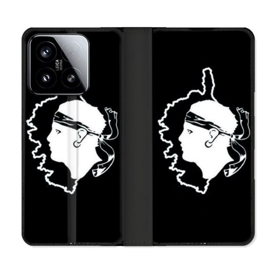 Housse cuir portefeuille Pour Xiaomi 15 Voyage Corse Noir