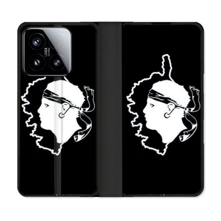 Housse cuir portefeuille Pour Xiaomi 15 Voyage Corse Noir