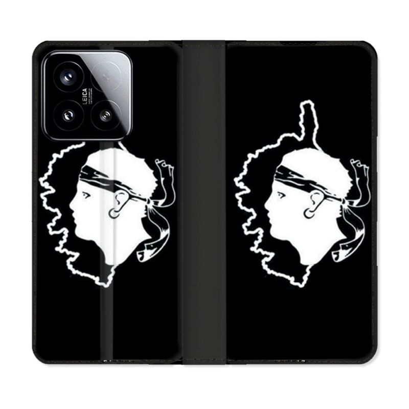 Housse cuir portefeuille Pour Xiaomi 15 Voyage Corse Noir