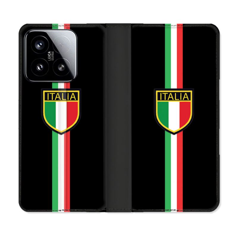 Housse cuir portefeuille Pour Xiaomi 15 Voyage Italie 3 Noir