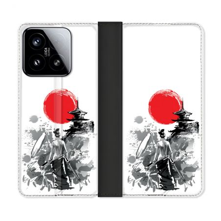 Housse cuir portefeuille Pour Xiaomi 15 Voyage Japon Femme
